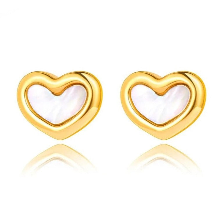 Mother of Pearl Heart Earrings