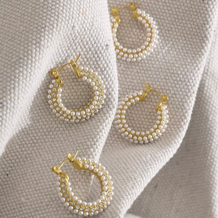 Pearls Hoop  Earrings