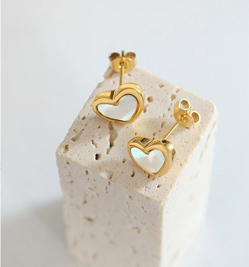 Mother of Pearl Heart Earrings